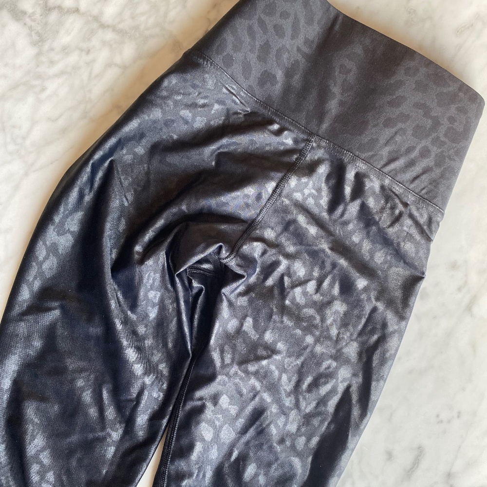 Carbon 38 Black High Rise full length legging in Leopard Takara Shine S